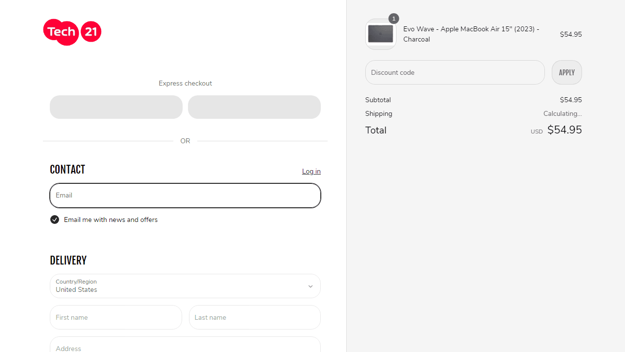 How to apply Tech21 coupon code